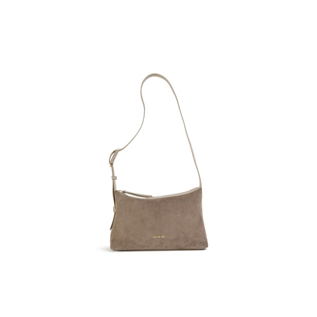 Sac porté épaule en cuir, BOWIE grège <span itemprop=