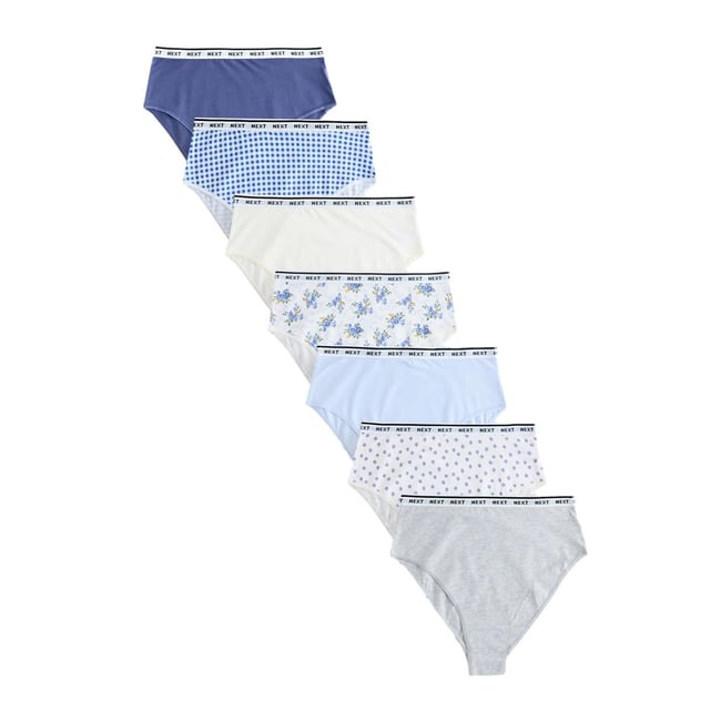 Culotte en coton à logo, lot de 7 bleu/blanc <span itemprop=