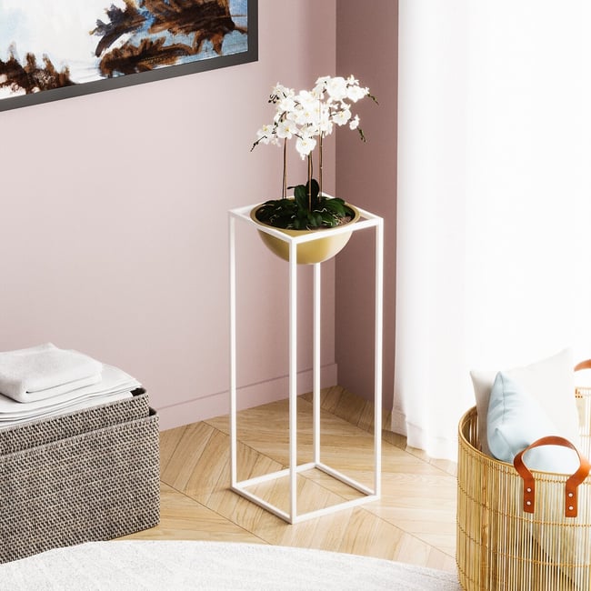 Декоративный горшок GED / ГЕД белый/ золотистый SO'HOME