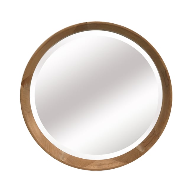 Miroir bois rond biseauté 52,6cm Couleur beige <span itemprop=