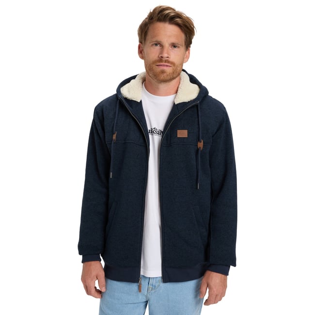 Zip à capuche en laine polaire CYPRESS KELLER bleu dark navy heather <span itemprop=