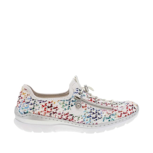 Sneakers multicolores à fermeture slip-on avec un zip et des lacets décoratifs multicolore <span itemprop=
