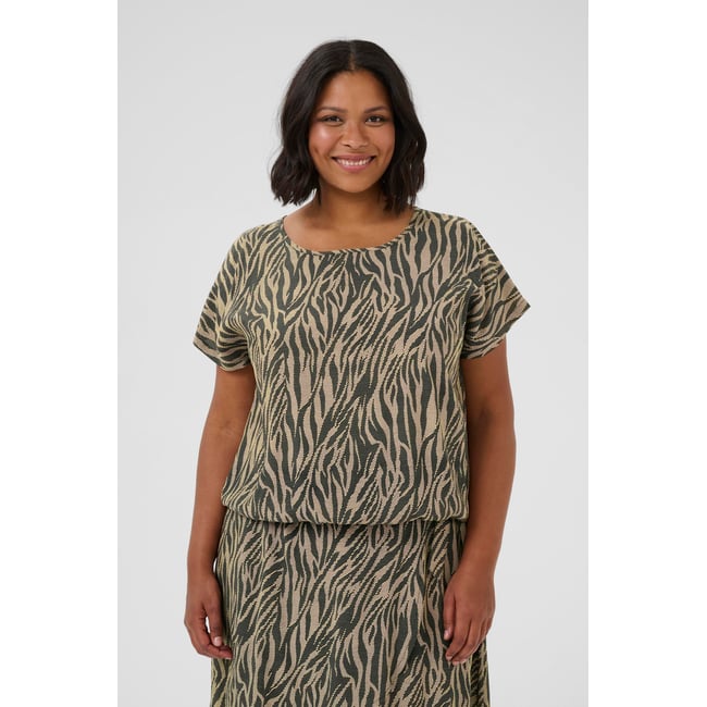 Blouse à manches courtes beige feather gray/noir animal <span itemprop=