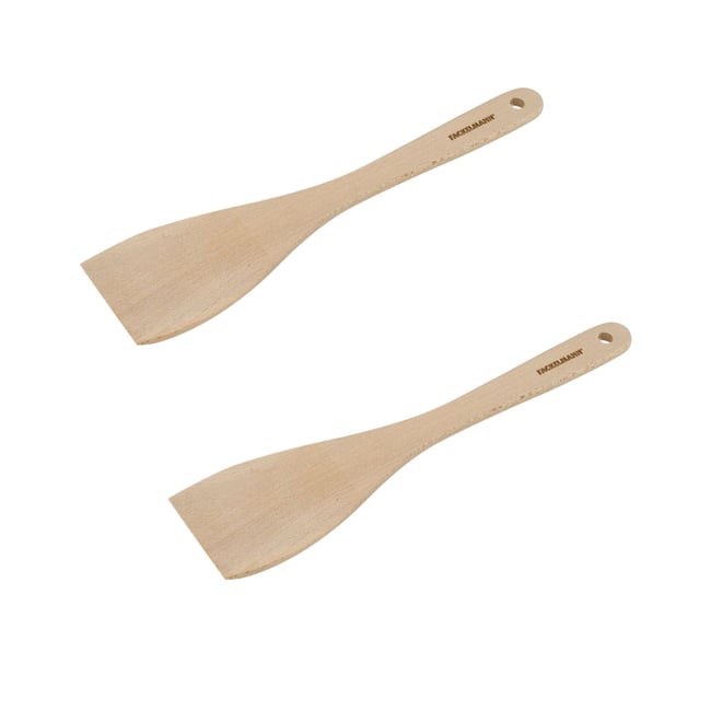 Set de 2 ustensiles de cuisine spatule NATURE bois brun <span itemprop=