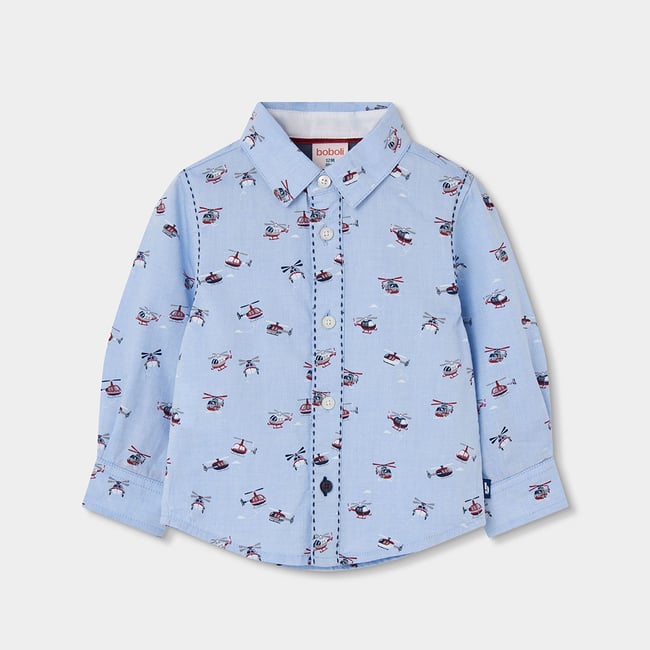 Chemise garçon imprimée hélicoptères multicolore <span itemprop=