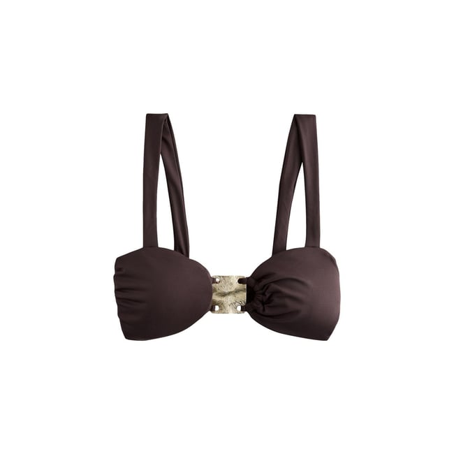 Haut de bikini court à larges bretelles marron chocolat <span itemprop=
