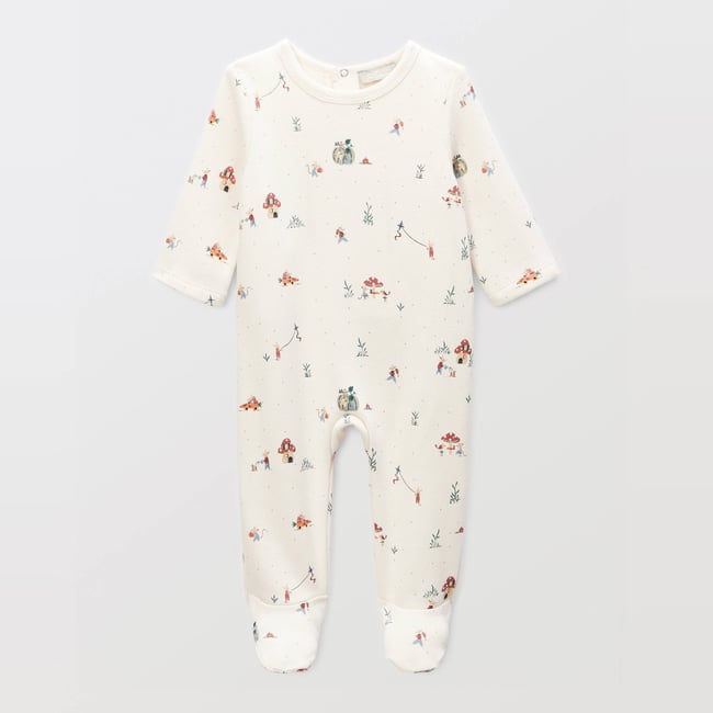 Dors-bien imprimé en molleton en coton BIO GOTS naturel <span itemprop=