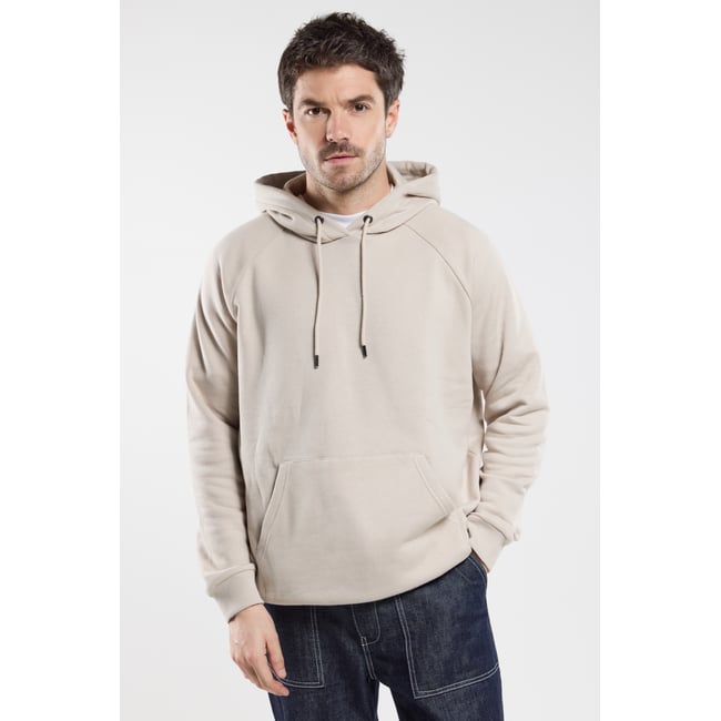 Sweat à capuche en coton bio TRISTANO argile <span itemprop=