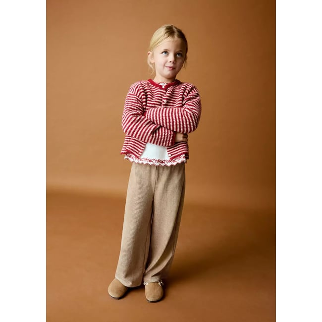 Pantalon en velours côtelé avec cordon de serrage marron <span itemprop=