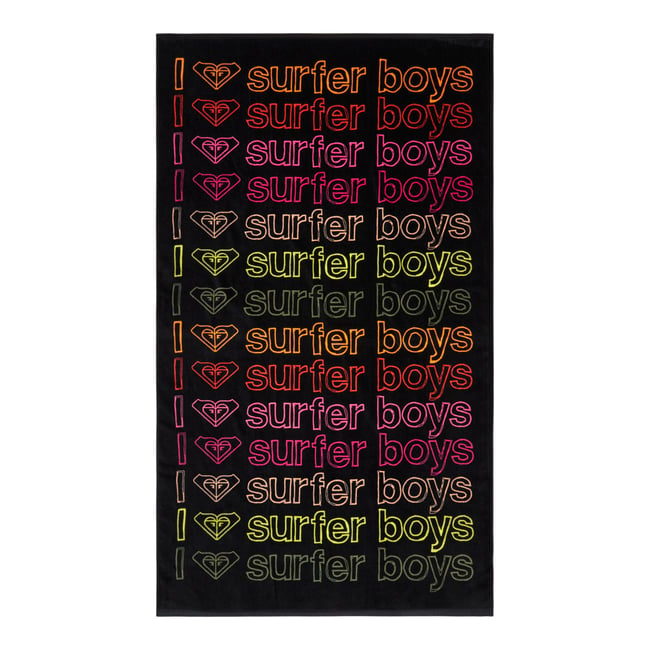 Serviette de plage COLD WATER MESSAGE. noir anthracite <span itemprop=
