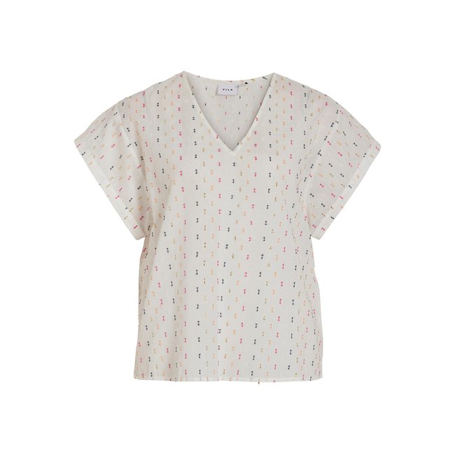 Blouse manches courtes imprimée blanc <span itemprop=