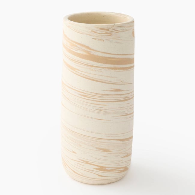 Vase tube,D12xH30cm, en céramique Couleur naturel <span itemprop=