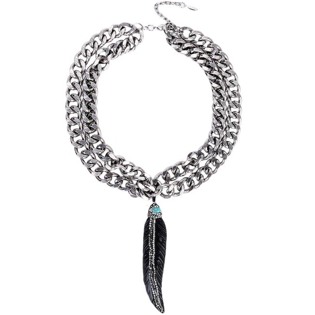 Collier double chaîne avec pendentif plume HINO - HIPANEMA