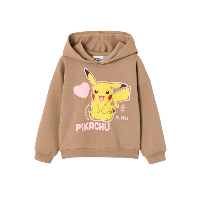 Sweat à capuche Pikachu POKEMON noisette <span itemprop=