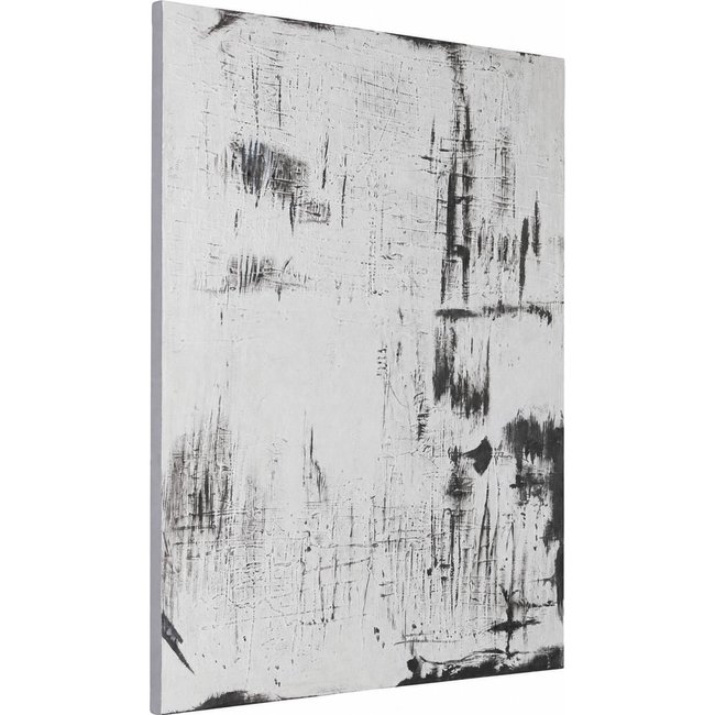 Tableau abstrait sur toile, Relief texturé Couleur blanc et noir <span itemprop=
