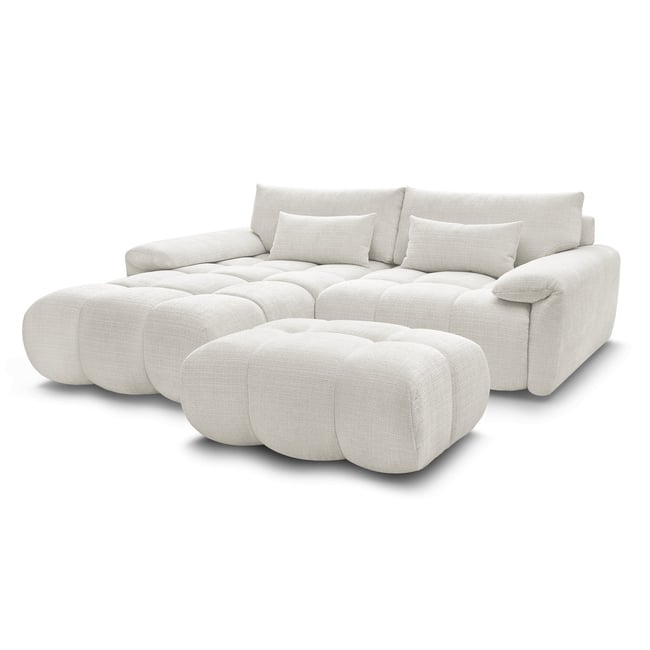 Canapé d'angle fixe 4 places en tissu texturé, IVANE - BOBOCHIC