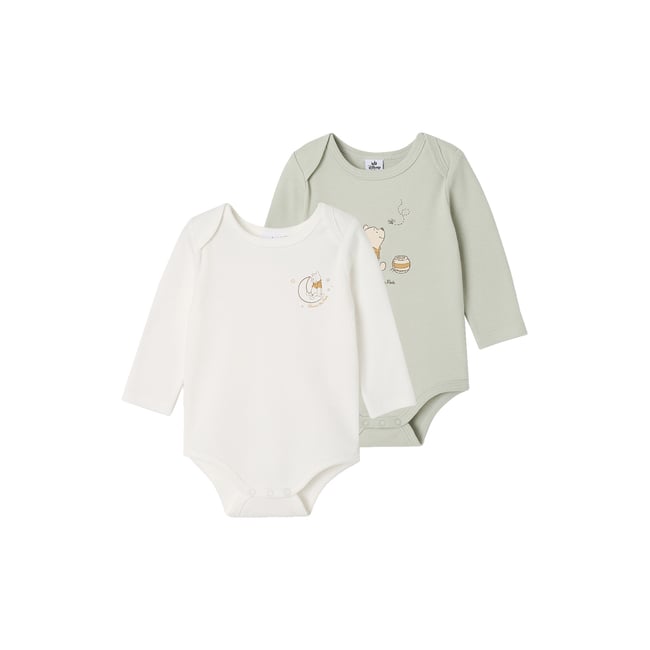 Lot de 2 bodies Winnie l Ourson vert d'eau <span itemprop=