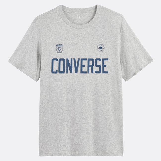 T-shirt manches courtes gros logo soccer  gris chiné <span itemprop=