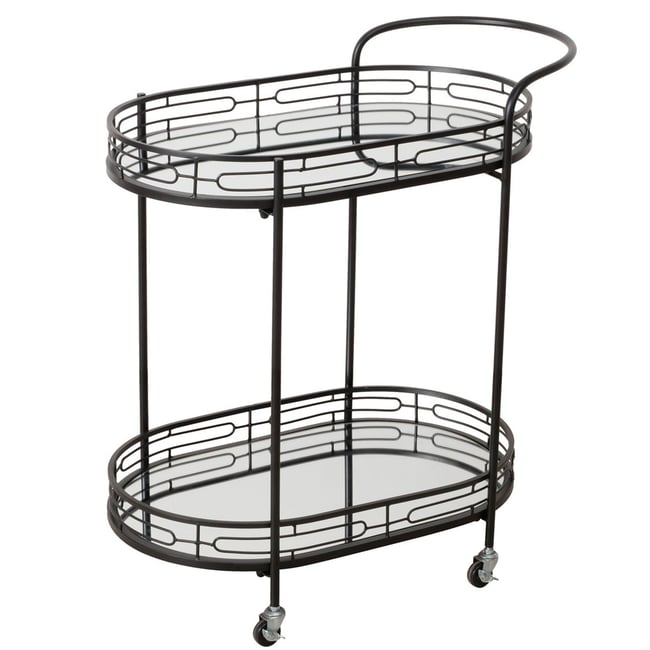 Desserte table apéritif salon en métal noir et plateaux miroirs 71x42x78cm Couleur v002228 <span itemprop=