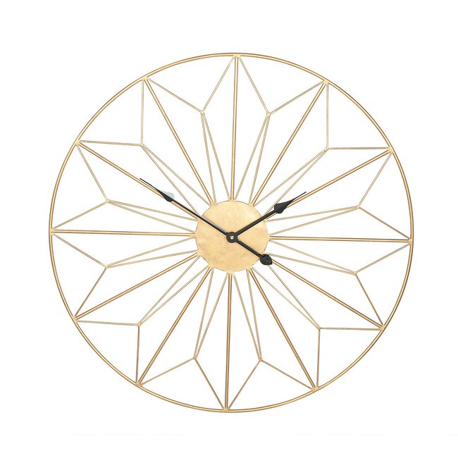 Antique Gold Metal Geo Design Round Wall Clock, gold-coloured, SO'HOME