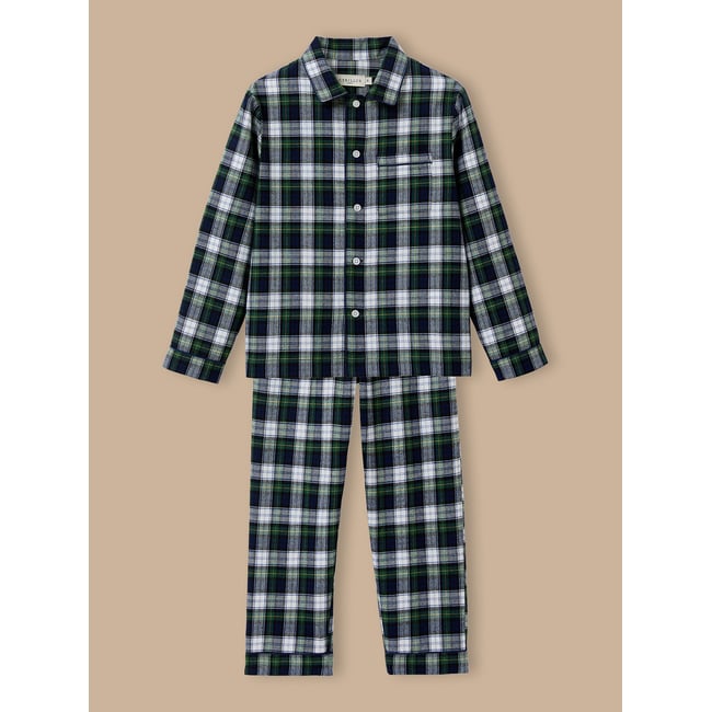 Pyjama grand-père carreaux carreaux ecossais vert <span itemprop=