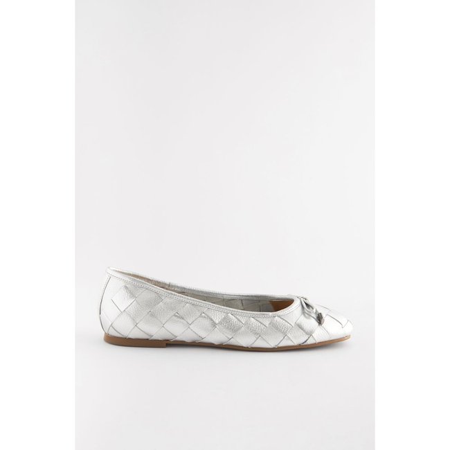 Ballerines tissé bout pointu confortable argent <span itemprop=