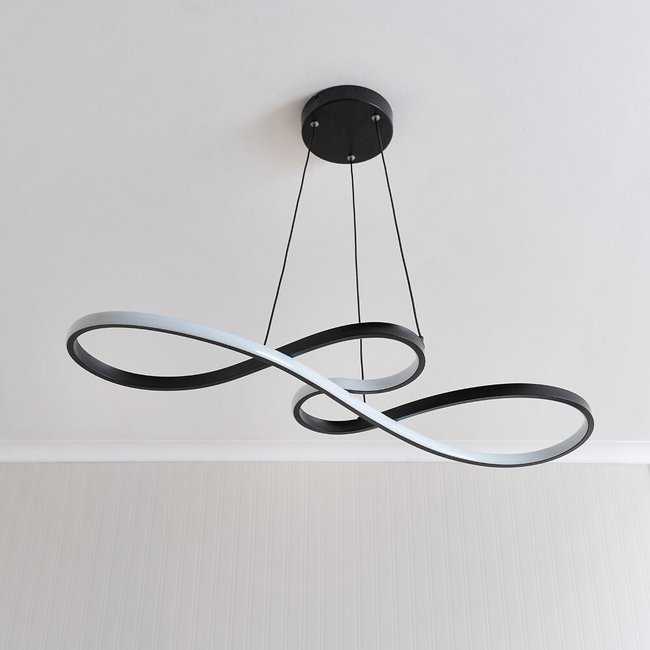 Matte Black Loop Drop Bar LED Ceiling Pendant Light, black, SO'HOME