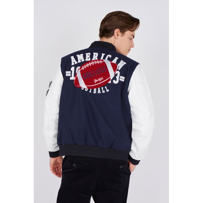 Blouson en cuir  TEDDY AC0070 bleu marine <span itemprop=