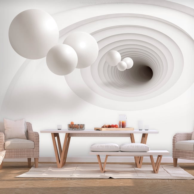Papier peint intissé panoramique 3D et Perspective Source Couleur blanc <span itemprop=
