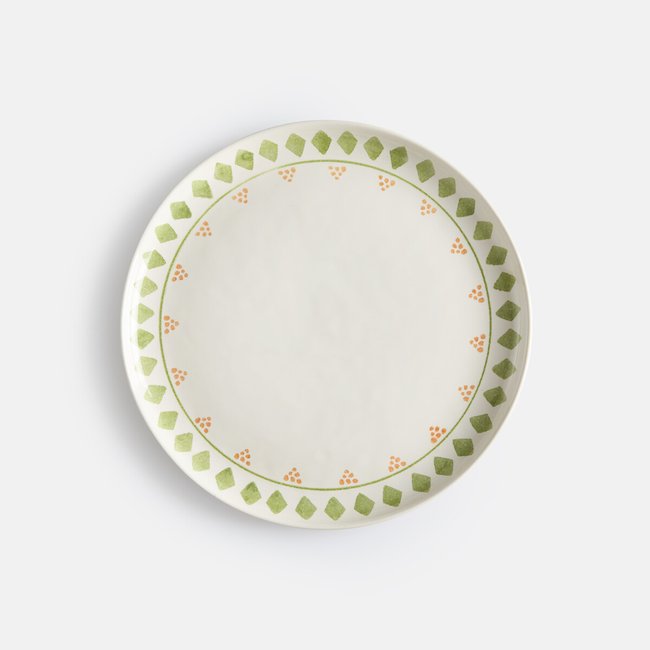 Lot de 4 assiettes plates, en grès, LIMAO Couleur imprimé palmiers <span itemprop=