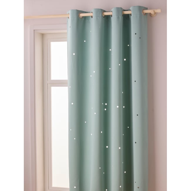 Rideau Occultant Enfant Rose Poudré 135x240 Cm - Étoiles Perforées - Occultant Avec Effet Nuit étoilée