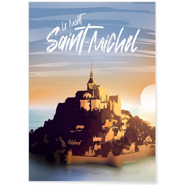 Affiche ville Mont-Saint-Michel Couleur blanc <span itemprop=