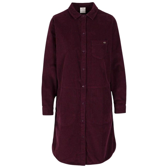 Robe chemise en velours côtelé à poches ALISON pourpre <span itemprop=