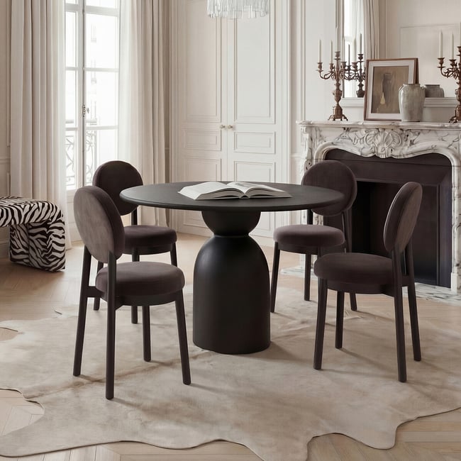 Galen Hourglass Base Concrete Dining Table, black, ÉDITÉ