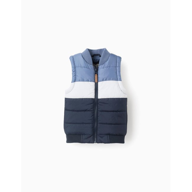 Doudoune sans Manches avec Colorblock bleu <span itemprop=