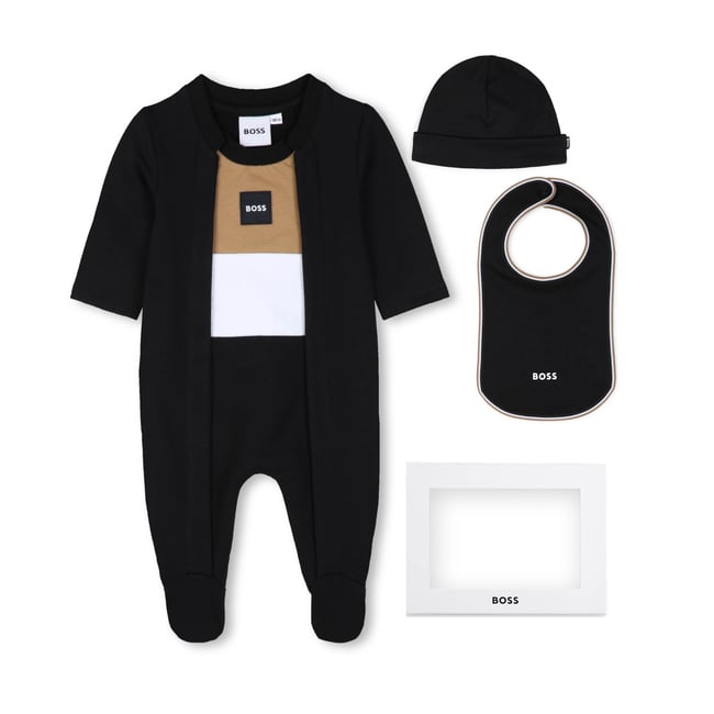 Ensemble pyjama, bonnet et bavoir black <span itemprop=