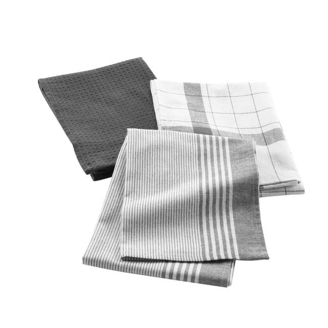 Lot de 3 torchons en coton tissé nid d’abeille - DOUCEUR D'INTÉRIEUR