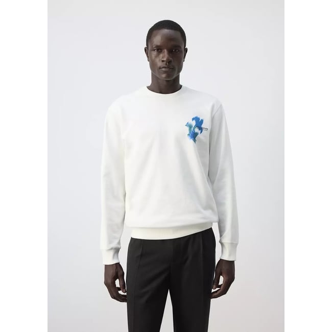 Sweat-shirt imprimé 100 % coton blanc <span itemprop=
