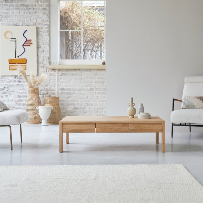 Table basse rectangulaire en chêne massif EDEN Couleur naturel <span itemprop=