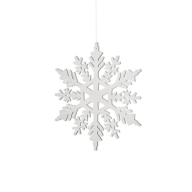 Suspension décorative de noël flocon en bois H39 NOËL Couleur blanc <span itemprop=