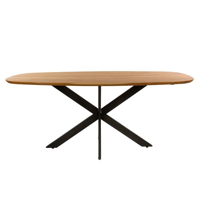 Table de repas en bois massif et acier - OSLO Couleur marron <span itemprop=