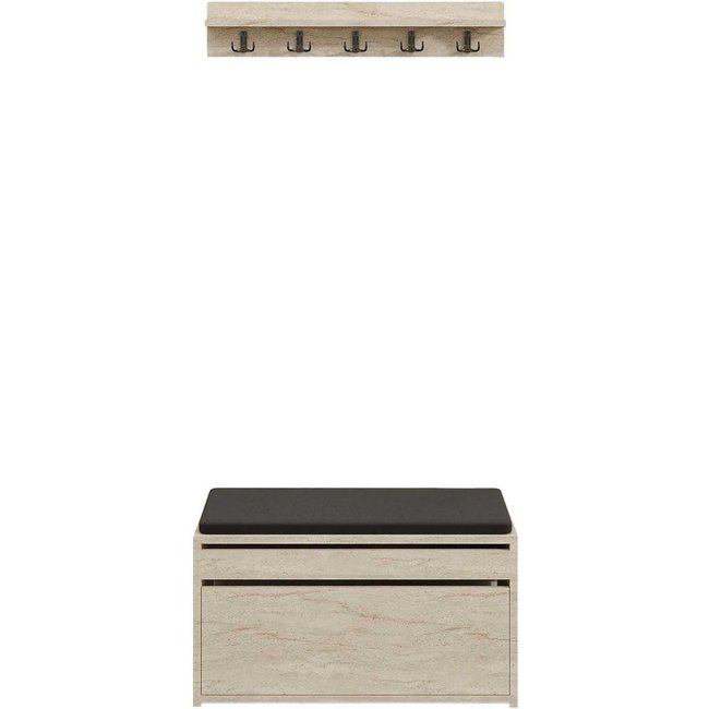 Ensemble meuble d'entrée et étagère avec patères Boby - HANAH HOME