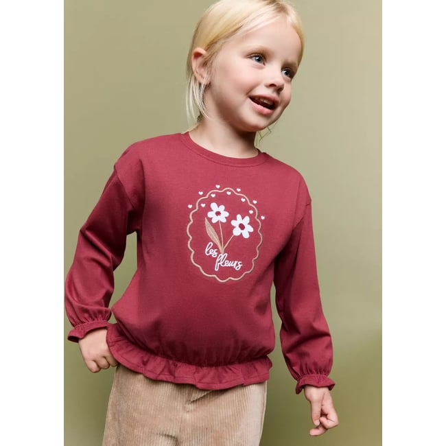 T-shirt détail brodé cerise <span itemprop=