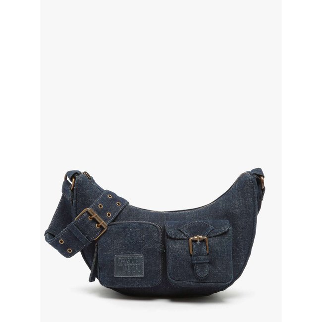 sac porté épaule Cargo denim coton blue <span itemprop=