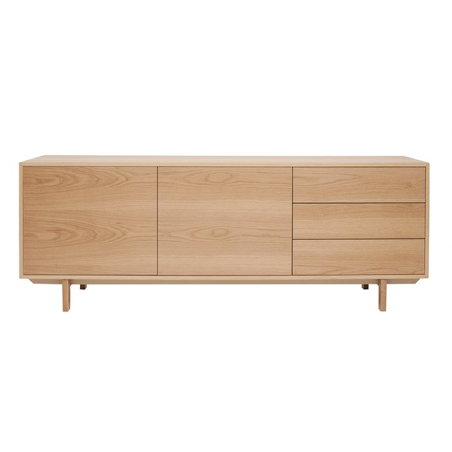 Buffet scandinave en bois avec 2 portes 3 tiroirs L195 cm SID Couleur naturel <span itemprop=