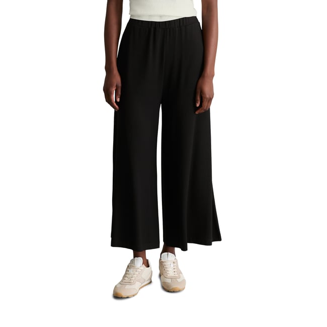 Pantalon large en jersey en LENZING™ ECOVERO™ noir <span itemprop=