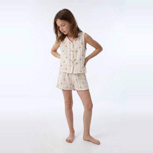 Pyjama débardeur short en gaze de coton BIO GOTS amaretti <span itemprop=
