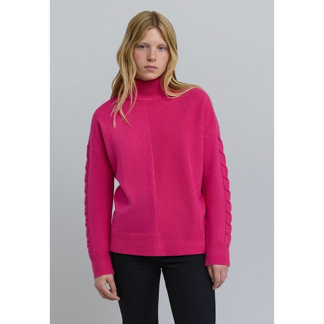 Jersey manga larga de lana rosa <span itemprop=