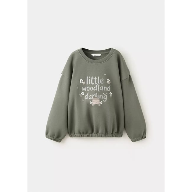 Sweat-shirt coton imprimé vert forêt <span itemprop=