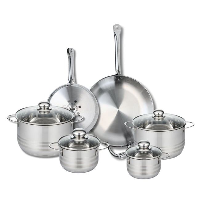 2 poêles 24/32cm + 4 faitouts 14/16/20/24cm PROFI BRILLANT gris <span itemprop=